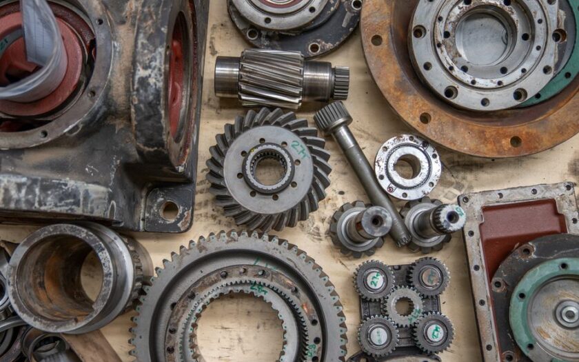 Detailed shot of industrial gears and mechanical parts in a workshop setting. - Photo by Connor Lucock on Pexels
